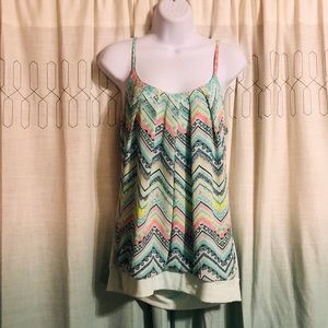 Maurices Multicolor Chevron Print Tie Back Tank L